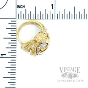 Swirling Feather Diamond 18k Gold Ring Scale View