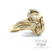 Swirling Feather Diamond 18k Gold Ring Right Side View