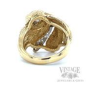 Swirling Feather Diamond 18k Gold Ring Back/Interior View