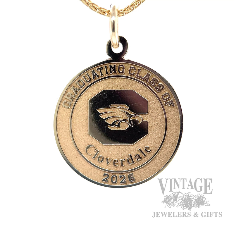 Cloverdale School Class of 2026 Graduation 14k Gold Pendant front