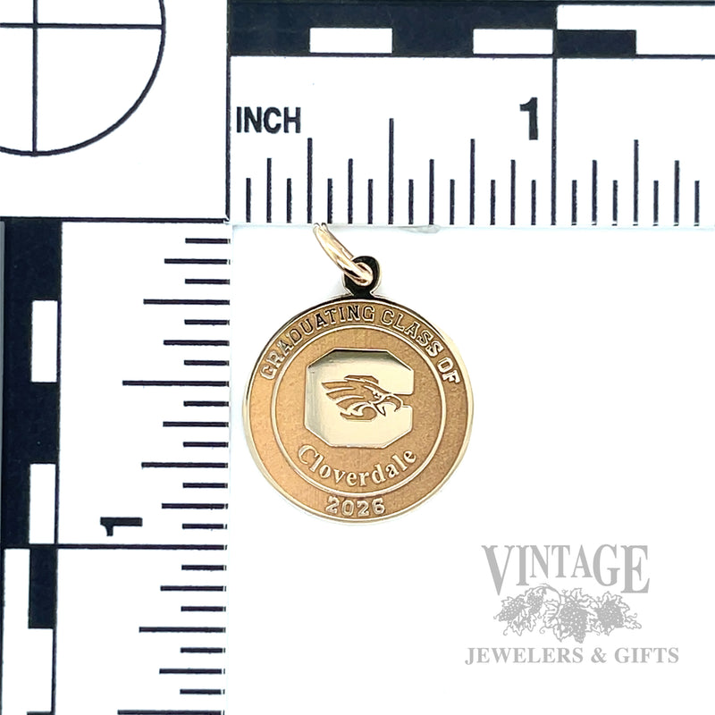 Cloverdale School Class of 2026 Graduation 14k Gold Pendant scale