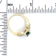 Tapered Emerald Accented 14k Gold Ring Scale View