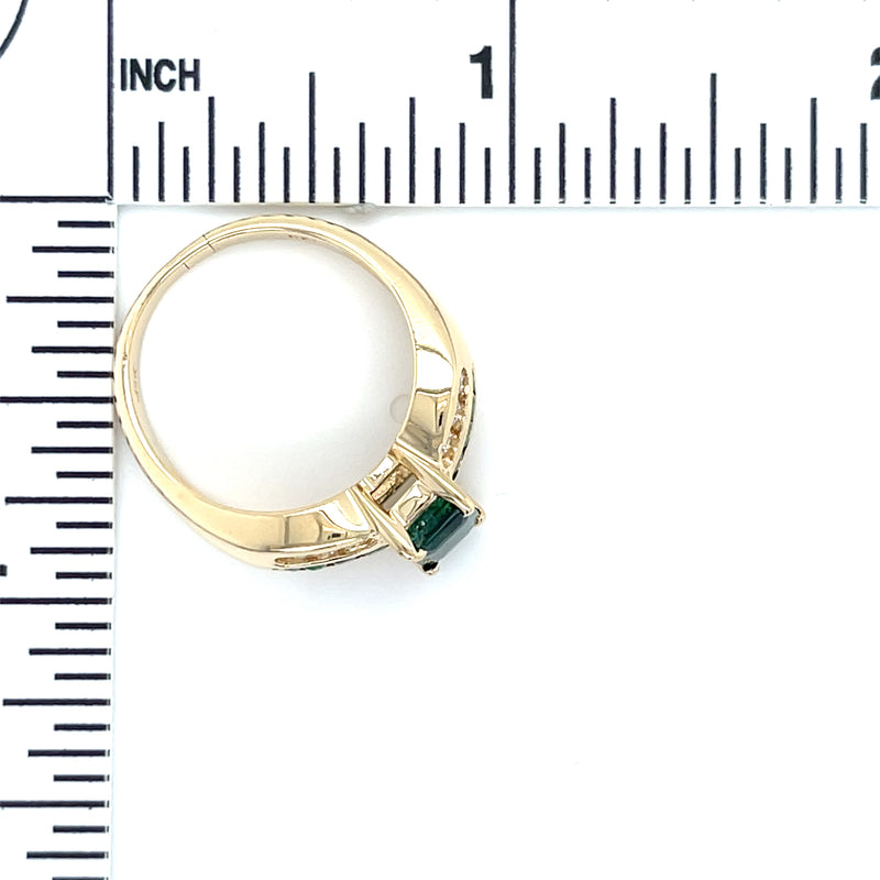Tapered Emerald Accented 14k Gold Ring Scale View