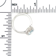 Half Halo Aquamarine 14k White Gold Ring Scale View