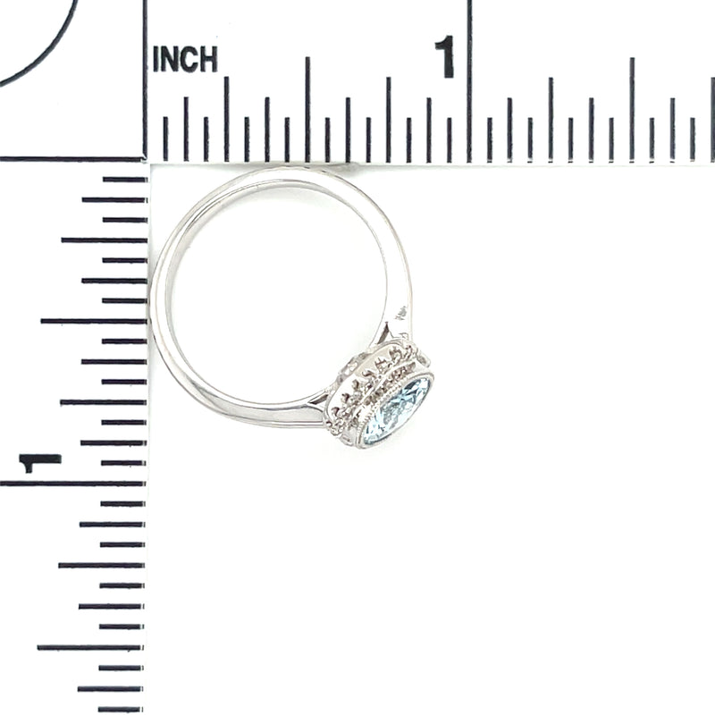 Half Halo Aquamarine 14k White Gold Ring Scale View
