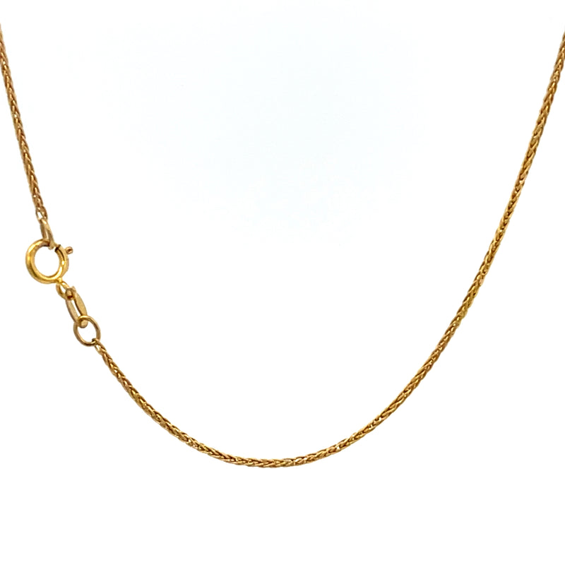 22" 1 mm Wheat Chain 14k Gold Necklace