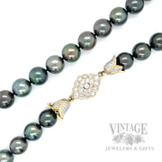 17" Tahtian Pearl 18k Gold Diamond Cluster Necklace Layered View