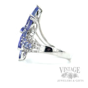 Freeform Tanzanite Diamond Accented 14k White Gold Ring Side View