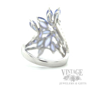 Freeform Tanzanite Diamond Accented 14k White Gold Ring Back/Interior View