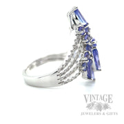 Freeform Tanzanite Diamond Accented 14k White Gold Ring Second Side View