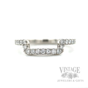 Squared Contour Diamond Platinum Band Front View