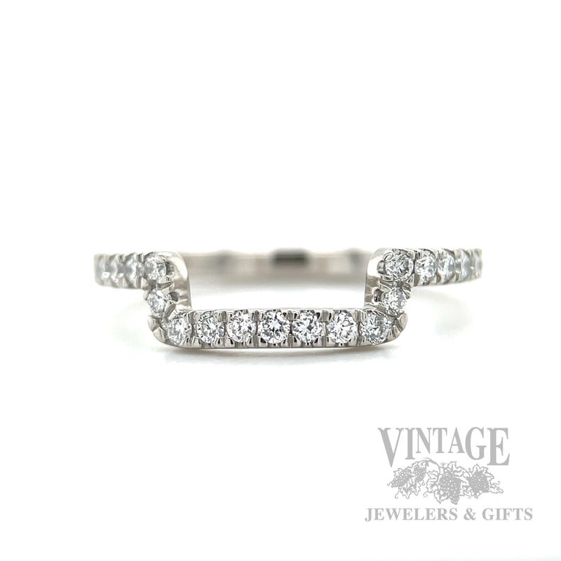 Squared Contour Diamond Platinum Band Front View