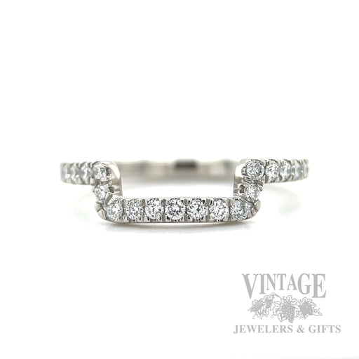 Squared Contour Diamond Platinum Band Front View