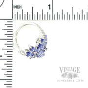 Freeform Tanzanite Diamond Accented 14k White Gold Ring Scale View
