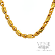 26" 3.6 mm Square Link 24k Gold Chain Necklace Front View