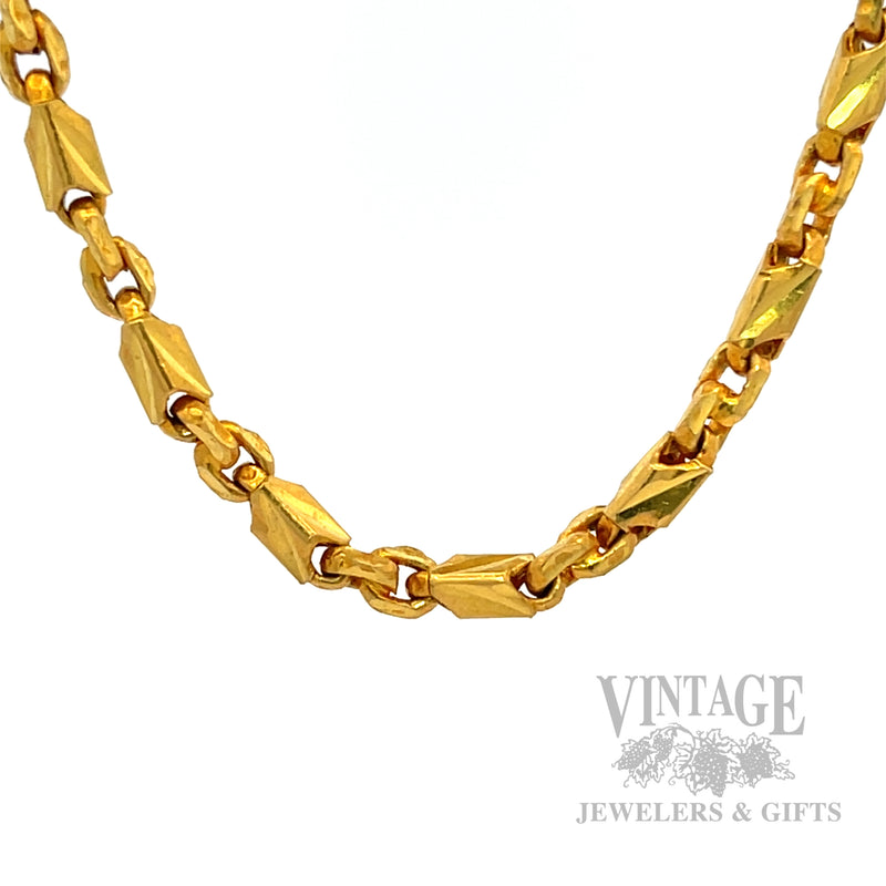 26" 3.6 mm Square Link 24k Gold Chain Necklace Front View