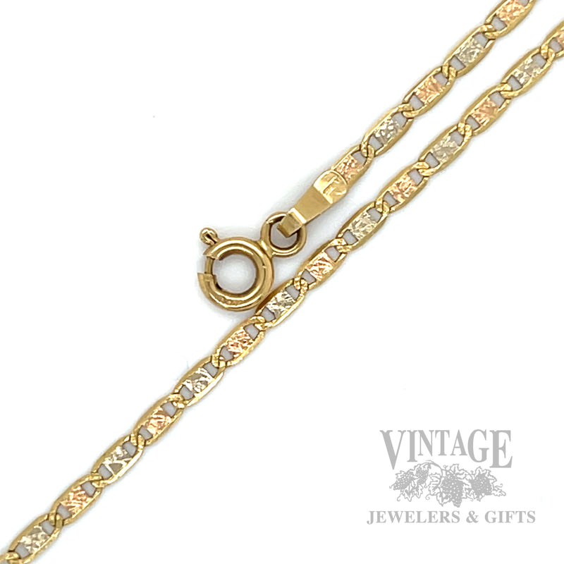7" Tri-Color Textured Anchor Link 18k Gold Bracelet