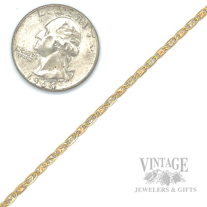 7" Tri-Color Textured Anchor Link 18k Gold Bracelet