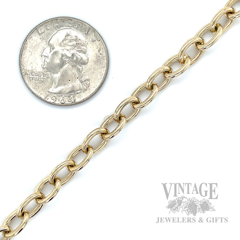 8" Solid Cable LInk 14k Gold Bracelet Scale View