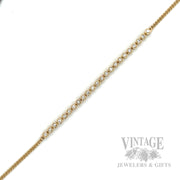 7" Curb Link Bezeled Diamond Accented 14k Gold Bracelet Detailed View