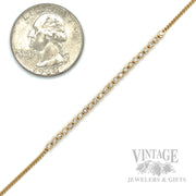 7" Curb Link Bezeled Diamond Accented 14k Gold Bracelet Scale View