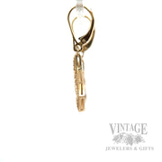 Sculpted Chevron Teardrop 14k Gold Dangle Earrings Side View
