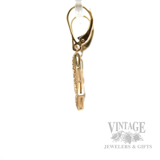 Sculpted Chevron Teardrop 14k Gold Dangle Earrings Side View