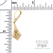 Sculpted Chevron Teardrop 14k Gold Dangle Earrings Scale View
