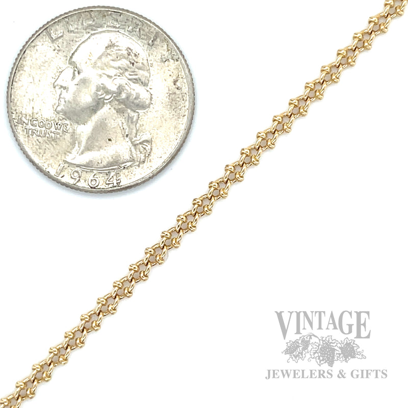 7.5" Fancy Curb Link 14k Gold Bracelet Scale View