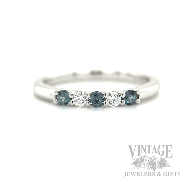 Alexandrite and Diamond Accented Platinum Ring Front View