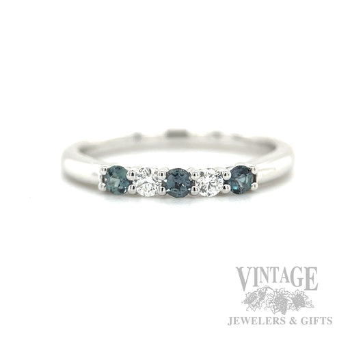 Alexandrite and Diamond Accented Platinum Ring Front View