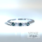 Alexandrite and Diamond Accented Platinum Ring Cool Lighting