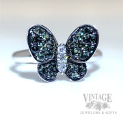 Alexandrite Butterfly 18k White Gold Ring Cool Lighting