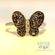 Alexandrite Butterfly 18k White Gold Ring Warm Lighting