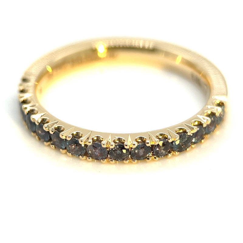Alexandrite 14k Gold U-Cut Split Prong Ring Band Warm Light