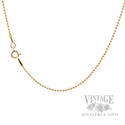 18" 1 mm Hollow Bead Chain 14k Gold Necklace Clasp View