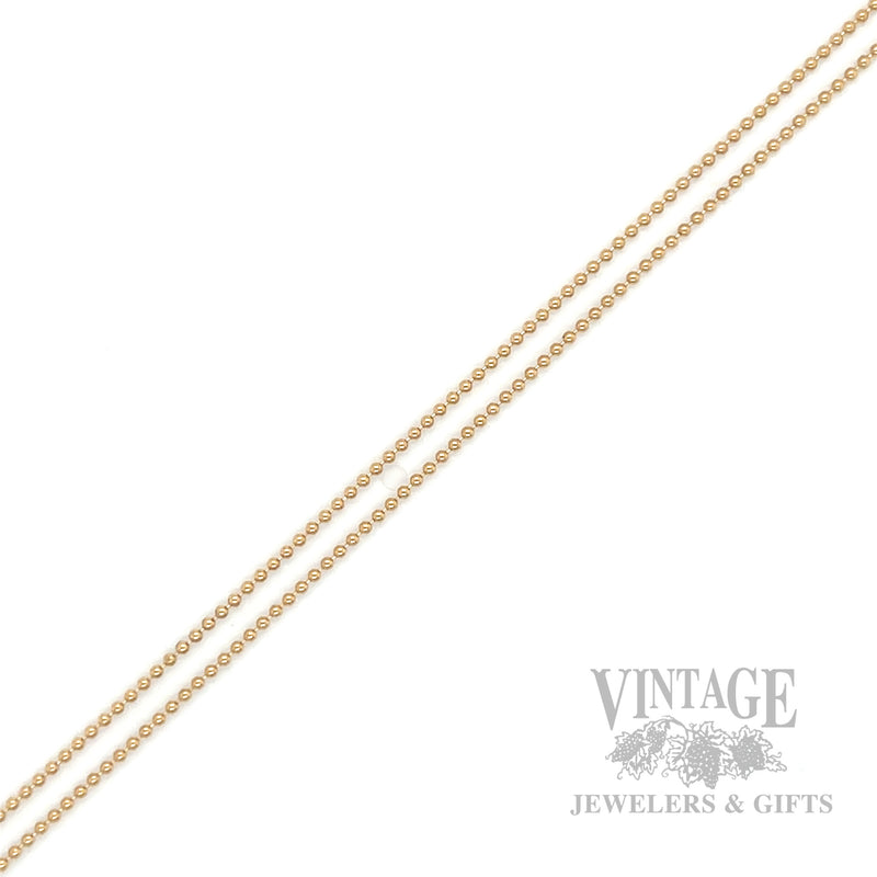 18" 1 mm Hollow Bead Chain 14k Gold Necklace Detailed View