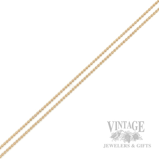 18" 1 mm Hollow Bead Chain 14k Gold Necklace Detailed View