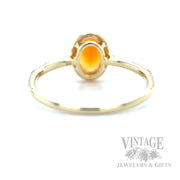 Solitaire Fire Opal Diamond Accented 14k Gold Ring Back/Interior View