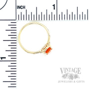 Solitaire Fire Opal Diamond Accented 14k Gold Ring Scale View