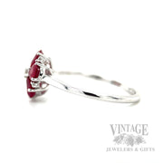Ruby Flower Diamond Accented 14k White Gold Ring Side View