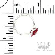 Ruby Flower Diamond Accented 14k White Gold Ring Scale View