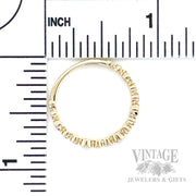 Bezeled Ruby and Diamond 14k Gold Stacker Ring Scale View