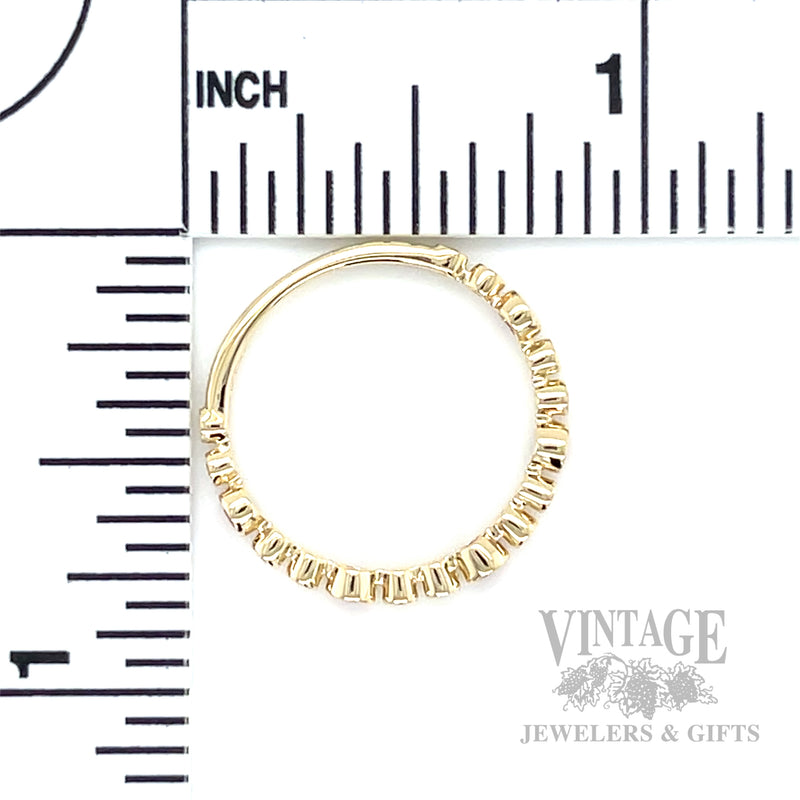 Bezeled Ruby and Diamond 14k Gold Stacker Ring Scale View