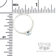Bezeled Aquamarine Diamond Accented 14k White Gold Ring Scale View