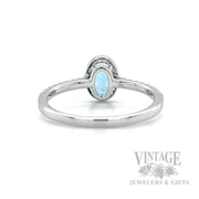 Bezeled Aquamarine Diamond Accented 14k White Gold Ring Back/Interior View