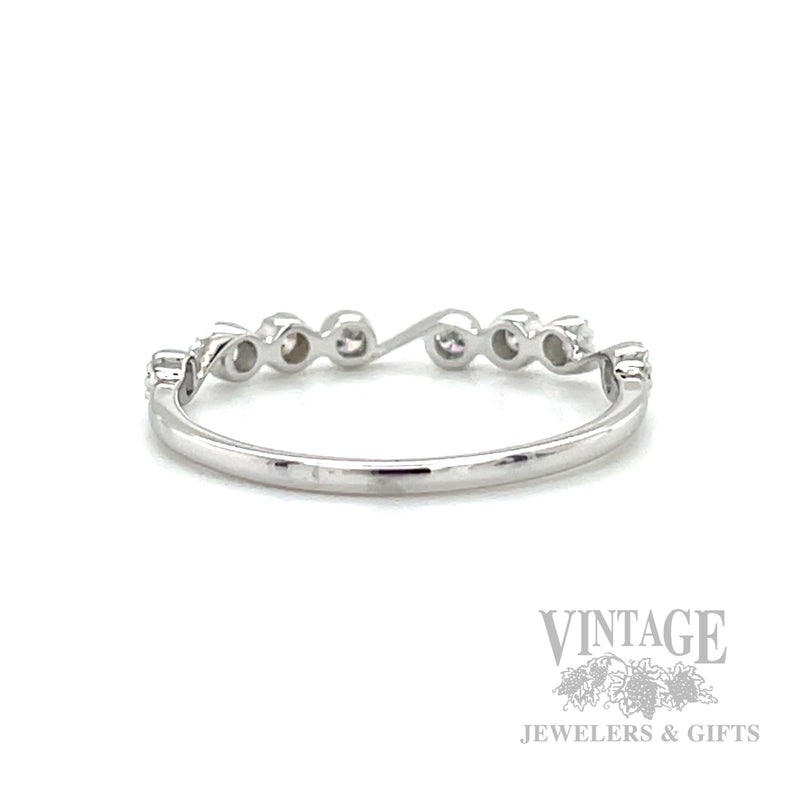 Swirling Milgrain Bezeled Diamond 14k White Gold Ring