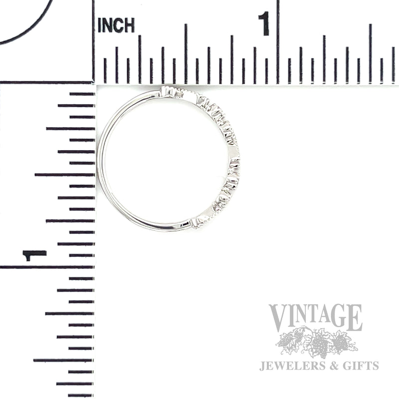 Swirling Milgrain Bezeled Diamond 14k White Gold Ring