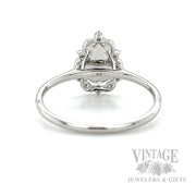 Bezeled Halo Opal 14k White Gold Ring Back/Interior View