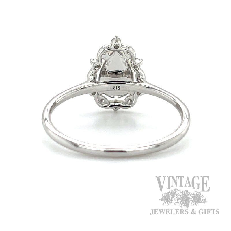 Bezeled Halo Opal 14k White Gold Ring Back/Interior View